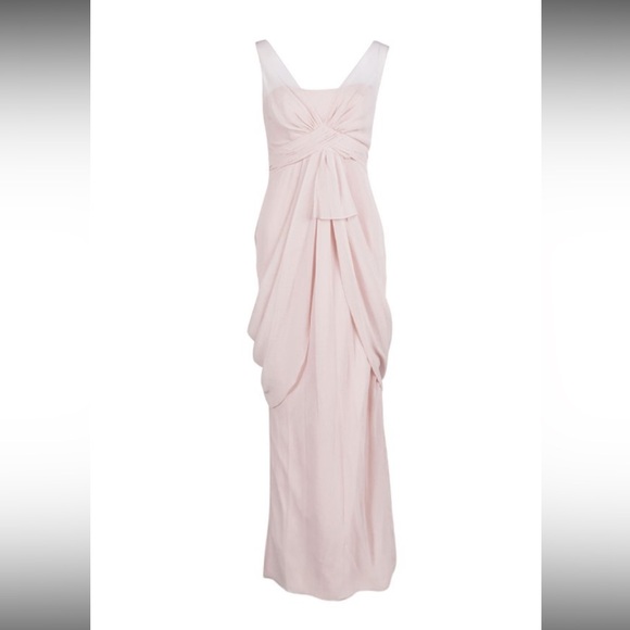 White by Vera Wang Pale Pink CrinkledChiffon Draped Maxi Dress 8 $890 formal